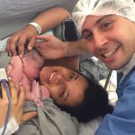 Primeira fotografia em família do Bernardo.