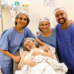 Todos felizes com a chegada da Isadora.